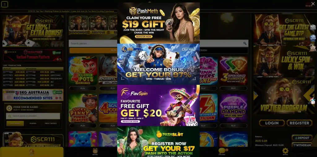 SCR111 promotions screen showing the current offer and its visible terms for an Australian account